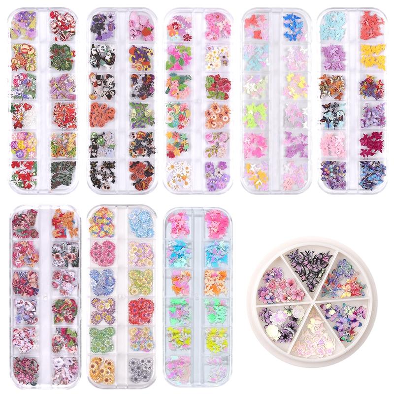 Wood Pulp Nail Art Flower for Butterfly Christmas Nail Art Decals Stickers Halloween Nail Art Manicure Multi Color