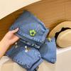 Spring and Autumn Girls Cartoon Embroidery Regular Straight Jeans, Small Feet, Children's Long Pants, Small and Medium-sized Children