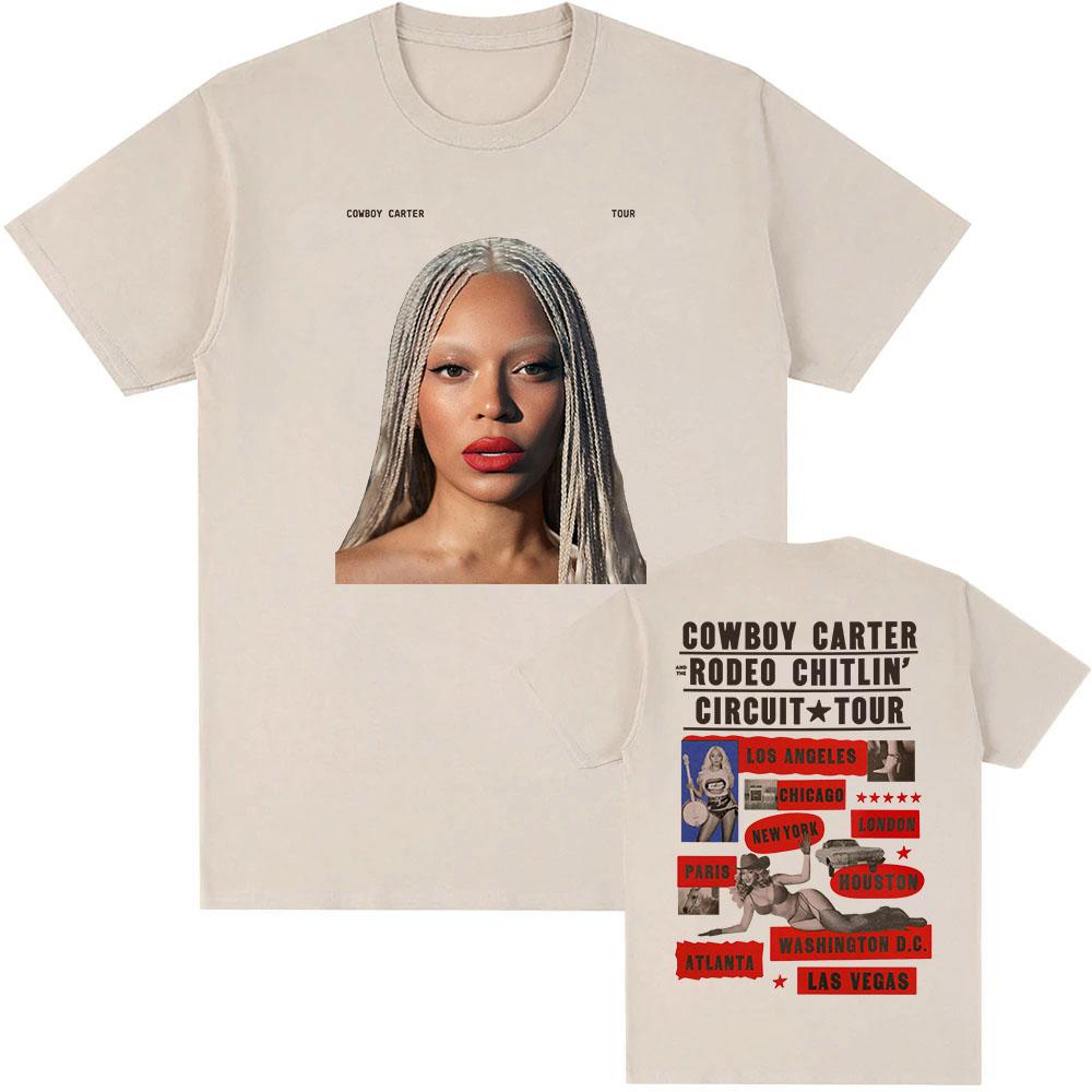 Beyoncé COWBOY CARTER TOUR 2025 T-shirt Cotton Summer Women Men Tshirts Short Sleeve O-neck Loose Tee-shirt Men Tees Print Top