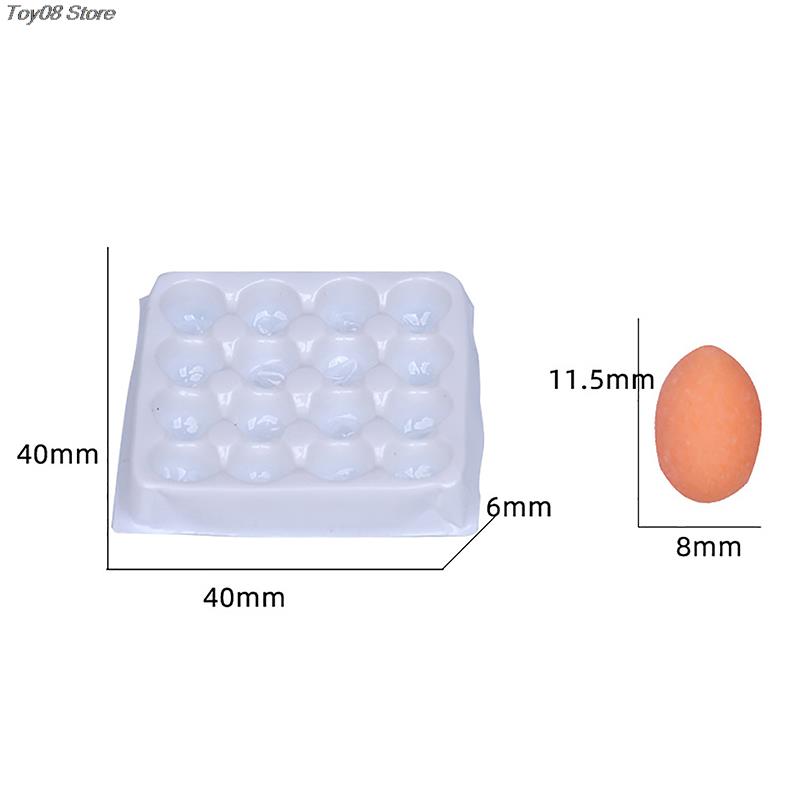 New 1Set Dollhouse Simulation Eggs Miniature Mini Eggs With Tray Dollhouse Kitchen Accessories Model Toys Kitchen Decor