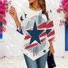 Womens Plus Size Casual Three Quarter Sleeve Blouse Pointed Hem Soft Breathable Daily Ladies Outfit Top