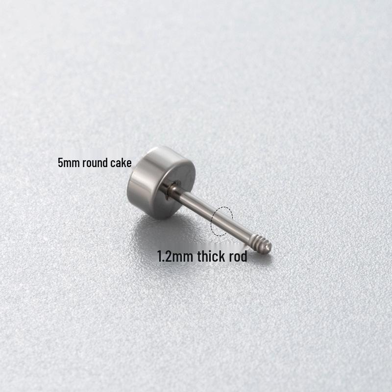 Henson Titanium Steel Cartilage Stud Earrings with Screw Bar and Ball Disc Back