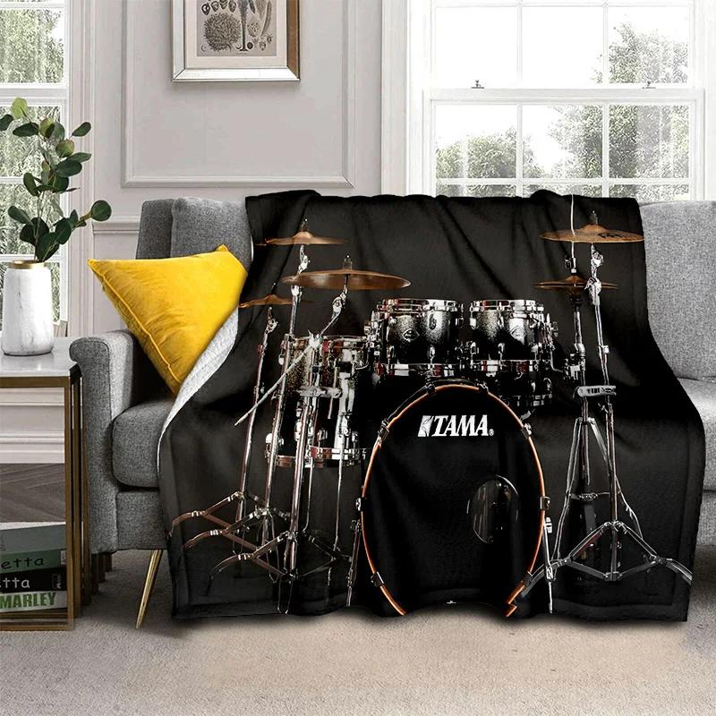 Music Instruments Drum Kit  Drum Set Blanket,Soft Throw Blanket for Home Bedroom Bed Sofa Picnic Travel Office Cover Blanket Kid