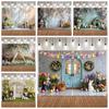 Happy Easter Photography Background Spring Flowers Colorful Eggs Rabbit Easter Party Decor Baby Kids Portrait Photo Backdrop7
