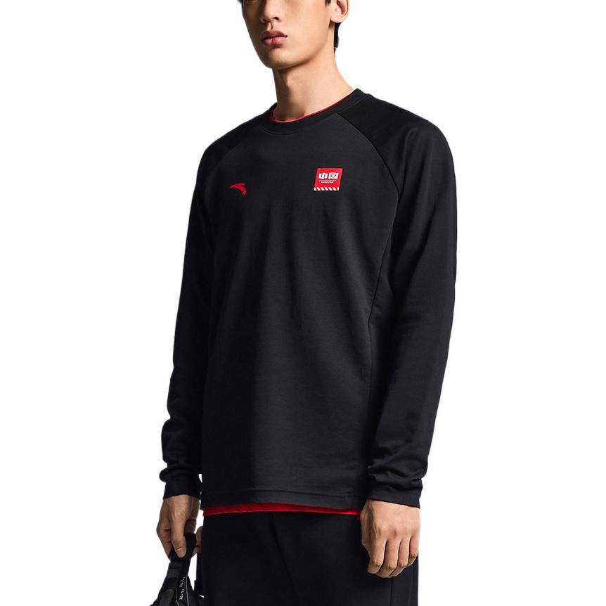 Anta Logo Print Rundhals-Pullover Langarm-Sweatshirt Herren-Sweatshirt Schwarz 952237413-3