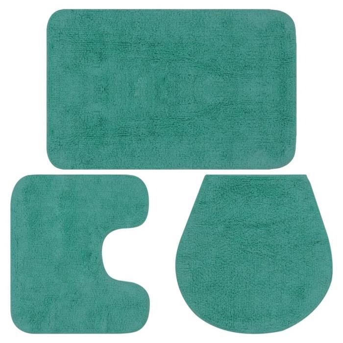 VidaXL Jeu de tapis de salle de bain 3 pcs Tissu Turquoise
