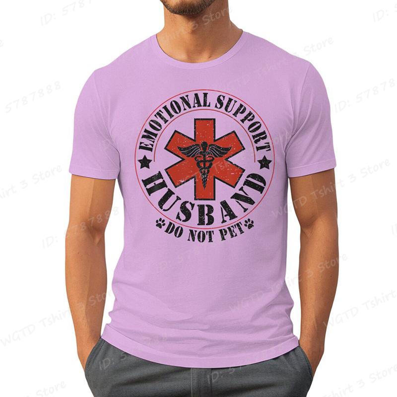 Emotionaler Unterstützungs-Ehemann Nicht streicheln Aufdruck T-Shirts Lustiges Herren-Ehemann-T-Shirt Sommer Lässige Kurzarm-Oberteile Herrenbekleidung