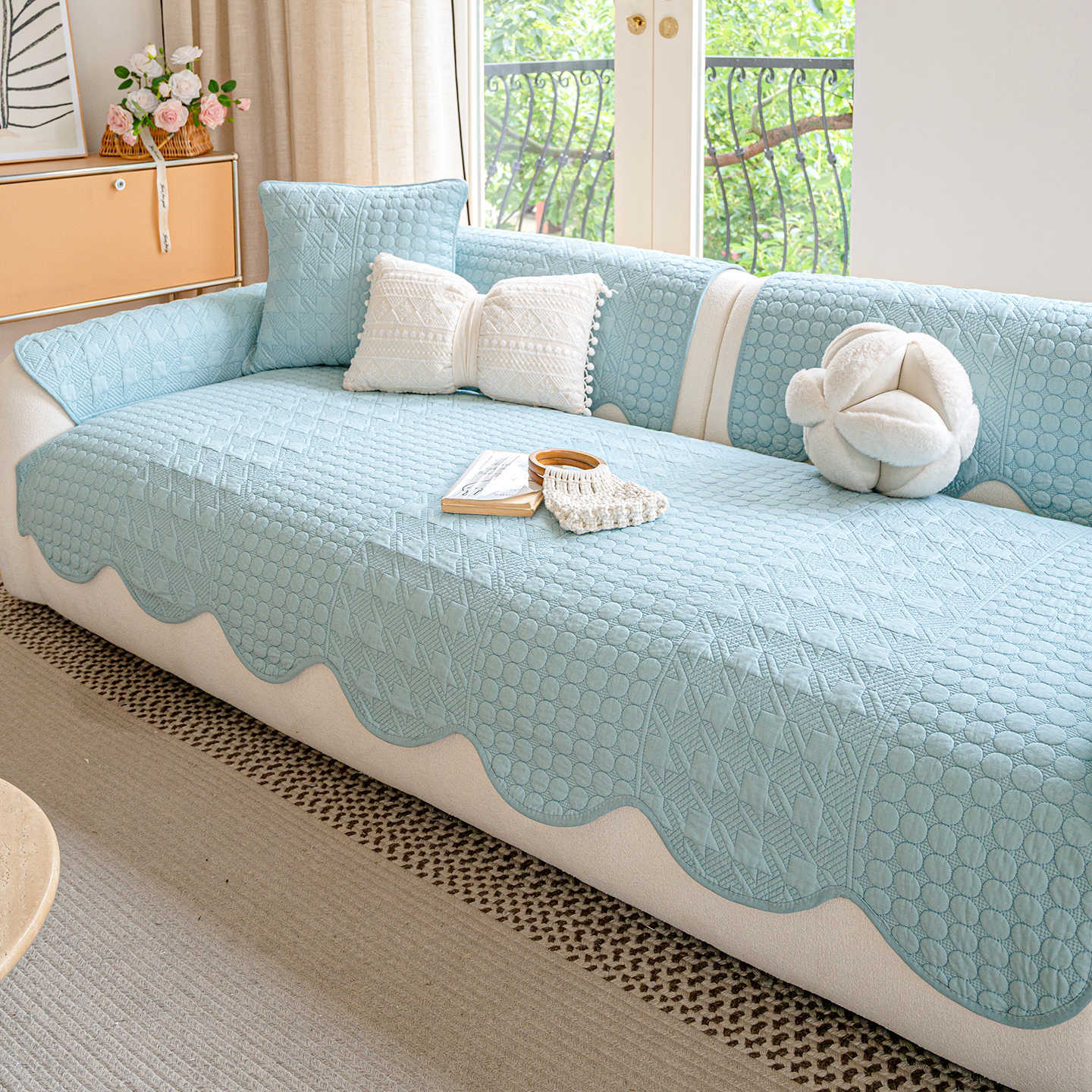 

Крем-ветер подушка для дивана универсальная для всех сезонов 2025 новый прямой ряд летняя подушка для сиденья пододеяльник ткань полотенце фиксированный нескользящий чехол 30 * 50cm pillow cover