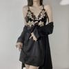 Sexy Pyjama Damen Eis Seide dünner Stil mit Brustpolster Spitze schöner Rücken pure Lust Träger Nachthemd zweiteilig Loungewear