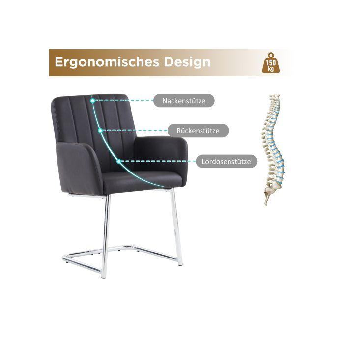 Ensemble De Chaises De Salle À Manger - MUVOE - Lot De 6 - Similicuir Noir - Design Moderne - Ergonomique