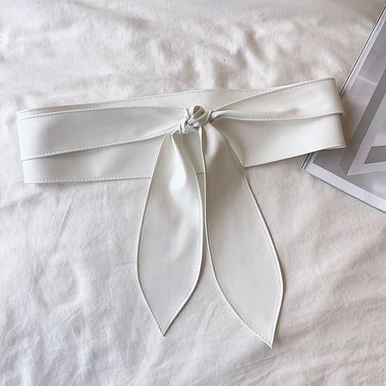 Women Belt Imitation Leather Wide-Brimmed Design Retro Cinched Belt Dresses Coat Knotted Belt Versatile Accessory