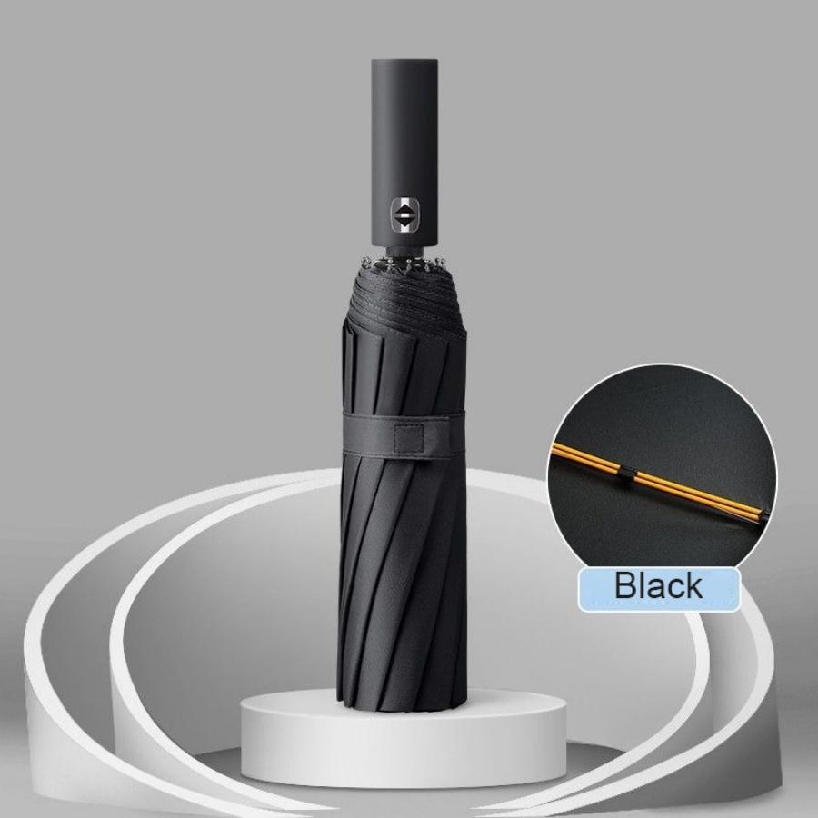 

106см/41,73дюйма Большой Автоматический Усиленный 24K УФ Защита от Солнца и Ветра Складной Зонт, Сверхпрочный Зонт для Защиты от Дождя и Ветра чёрный