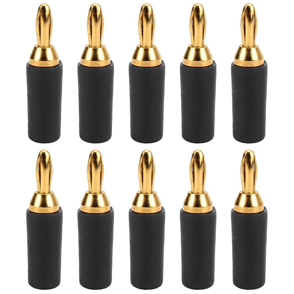 10PCS J.10007 2.5mm Brass Banana Plug Gold Plated Banana Plug Connector Instrument Test PlugBlack