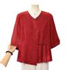 Elegant Chiffon Seven-Sleeve Top for Mom - Dignified & Stylish Summer Wear for Middle-Aged & Elderly Women
