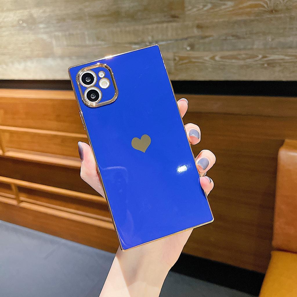 6D electroplated love square is suitable for iPhone17 Apple 15/16ProMax/XR all-inclusive silicone mobile phone case.