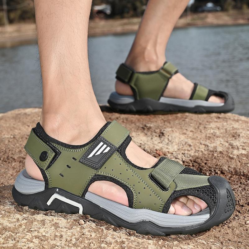 Fashion Summer Breathable Men's Bag Head Sandals Hollow Mesh Hole Shoes Outdoor Non-slip Lightweight Sports Leisure Beach Walking Shoe