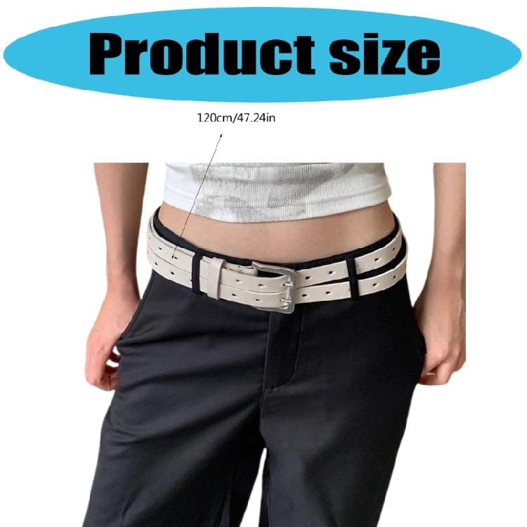 Men Women Unisex Double Row Waist Belt for Pants Jeans Leisure Street Wear Adjustable Waist Strap for Hiphop Dance Wear