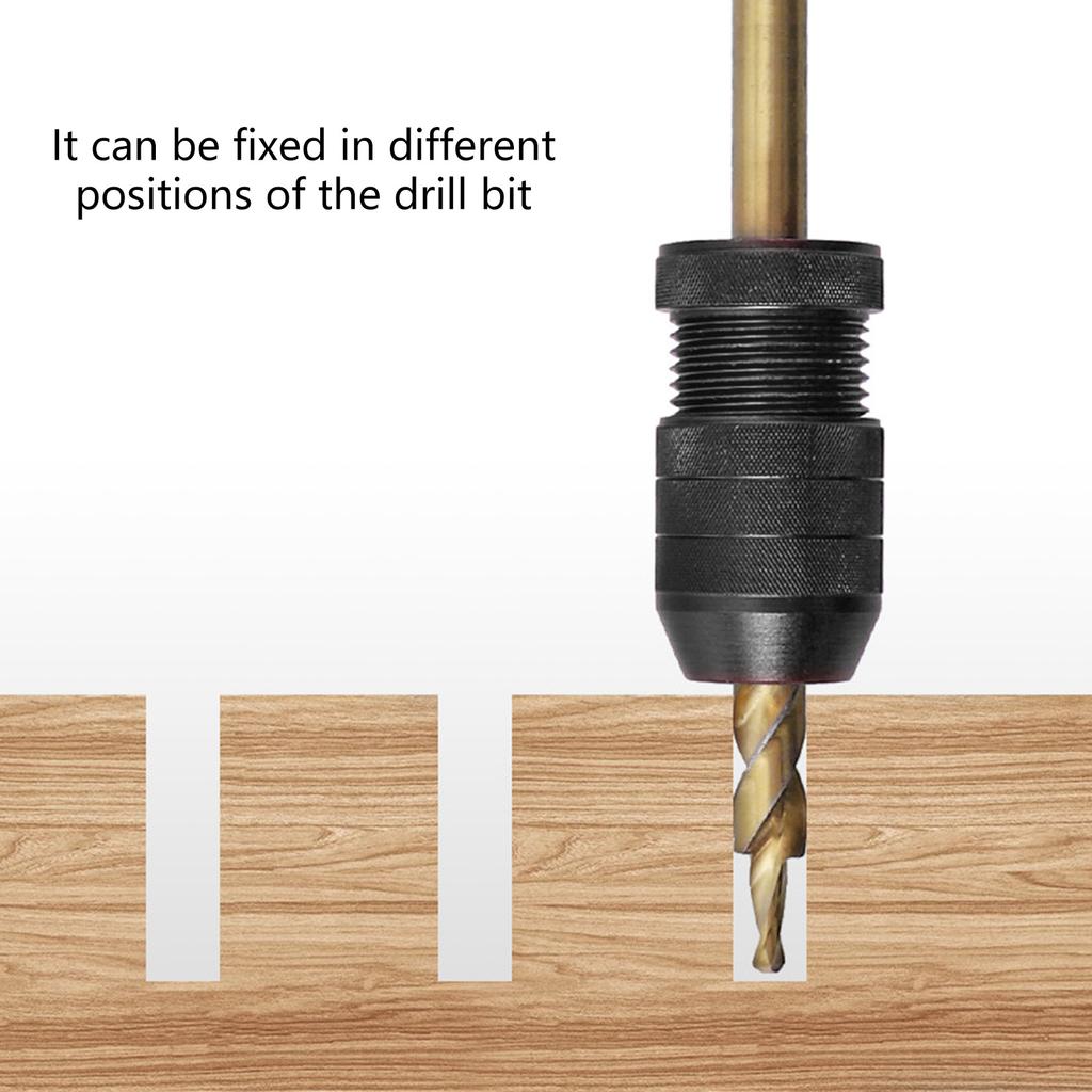 Aluminum Drill Depth Stop for Drill Bit Adjustable Drill Collar Applicable Drill Size Range 5/64"-3/16" 15/64"-7/16