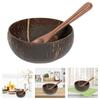 Coconuts Bowl Spoon Set Featurings Unique Natural Pattern for Cold Dishes