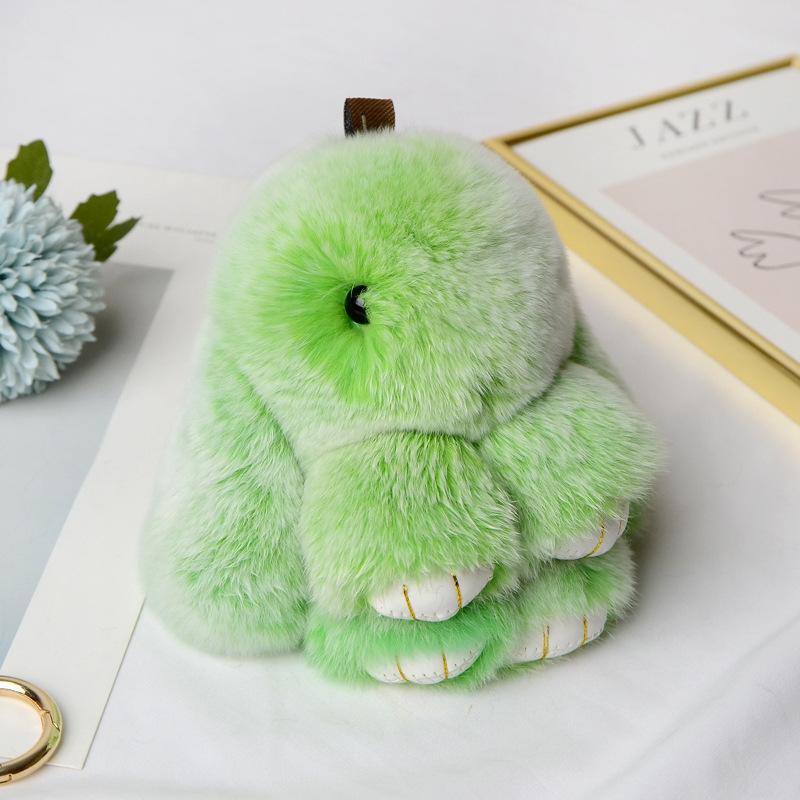 13CM Mini Frost Rabbit Women Cute Plush Fur Pompom Bunny Key Chains On Bags Car Trinket Wedding Party Toys Gift Bag Charm