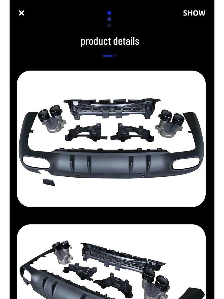 Mercedes-Benz CLS C257 Rear Lip Modification Kit - Matte Black, CLS53 AMG Style, Four-Outlet Tailpipe Surround