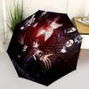 1pc Wednesday Addams Automatic Folding Umbrella, Portable Collapsible Design, 8-Rib Iron Frame, , All-Season Casual Outdoor Accessory for Christmas Bi