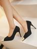 New Sexy Women's High Heels Women's Stiletto Houndstooth Color Matching Metal Pointed Shoes Wedding Women's Pumps Black Heels
