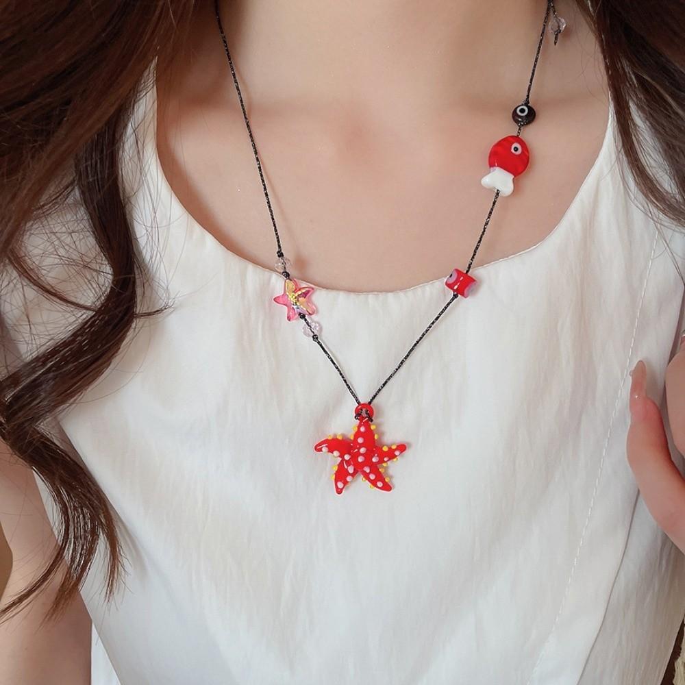 Starfish Ceramic Fish Pendant Ocean Sea Series Boho Ethnic Necklace Fish Starfish Necklace  Girls