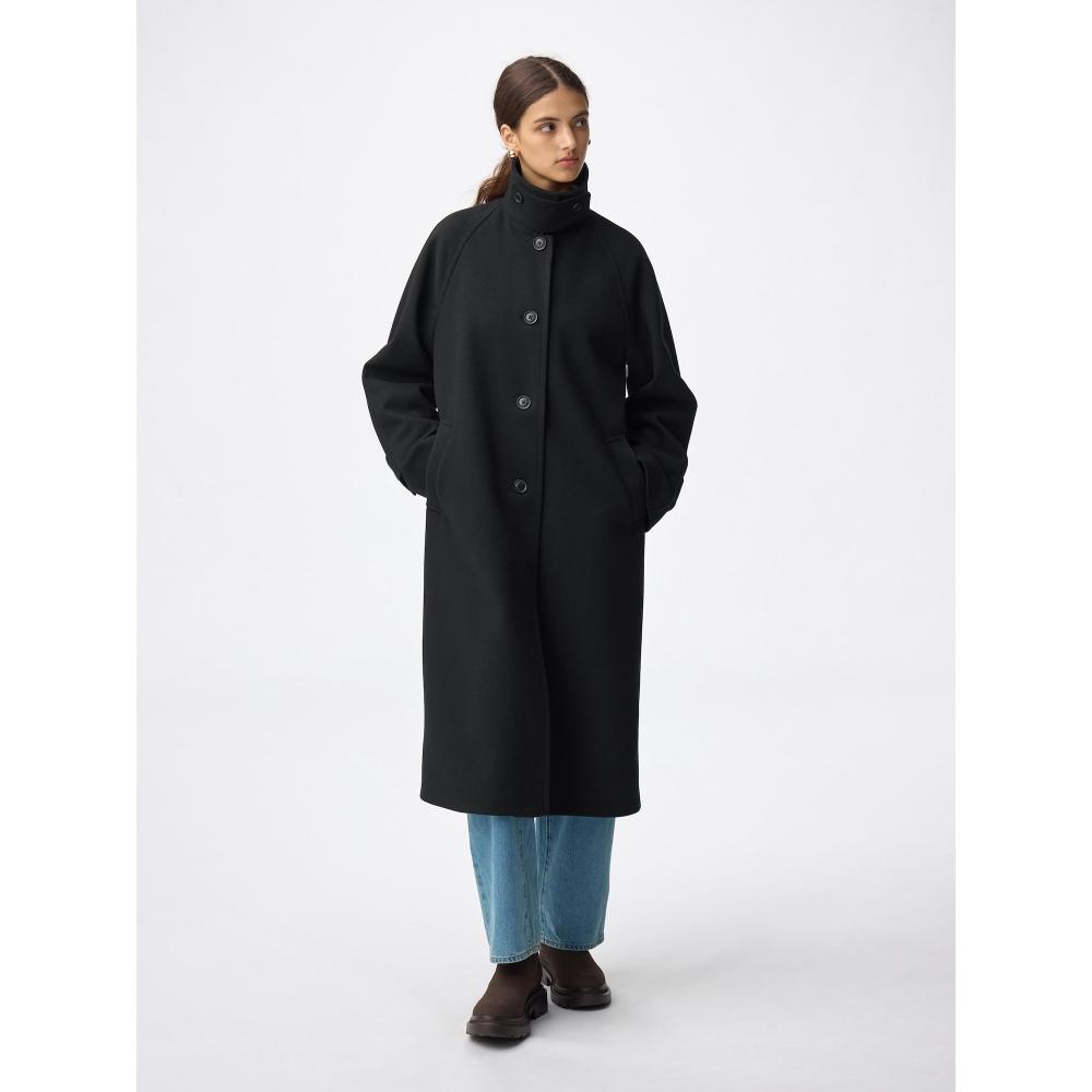 Gu By Uniqlo Cozy Melton Balmacaan Coat Model  Ec Length 113.0 120.0cm 