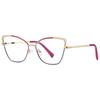 New Personality Sweet Cool Style Ladies Metal Cutout Cat Eye Anti-blue Light Glasses