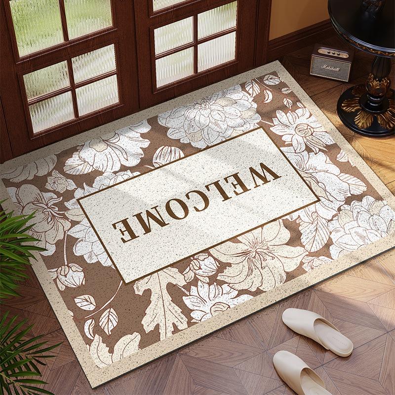 

Vintage Floral Pattern Door Mat with Retro Geometric Designs Floor Mat for Home Entrance Decor Adding Classic Charm 30x50cm