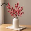 Durable Foam Berry Decorations Artificial Red Stems, Christmas Holly Picks for Tree Decor, Festive Seasonal Interior Accents Faux Winter Floral Decor