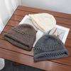 Solid color crimped hollow knitted headgear women's autumn new versatile wool hat loose pullover cold hat