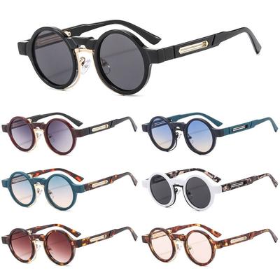 UV400 Round Sunglasses Y2K Punk Style Gradient Lenses for Women Men Small Frame Sun Glasses UV Protection