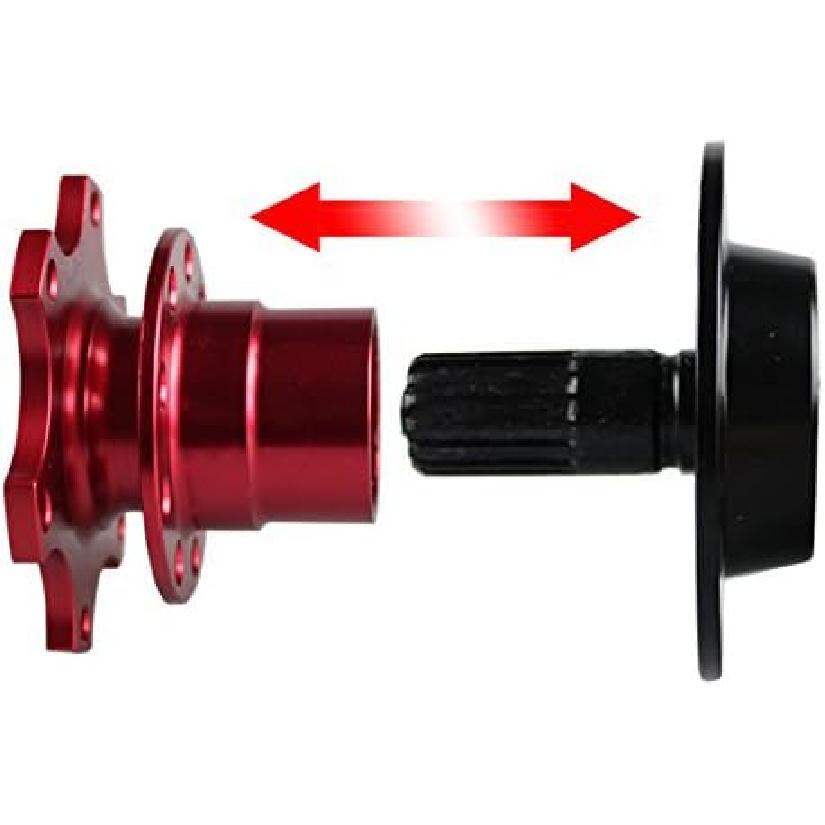 BestTeam Universal Steering Wheel Snap Off Quick Release Hub Adapter Boss Kit With 6-Hole Steering Wheel Hub (Red)