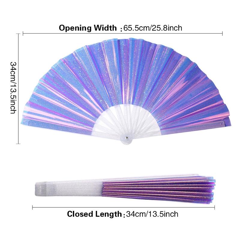 1PC Hand Rave Fan Large Music Festival Fan Gifts Folding Fan Colorful Foldable Fan 33cm