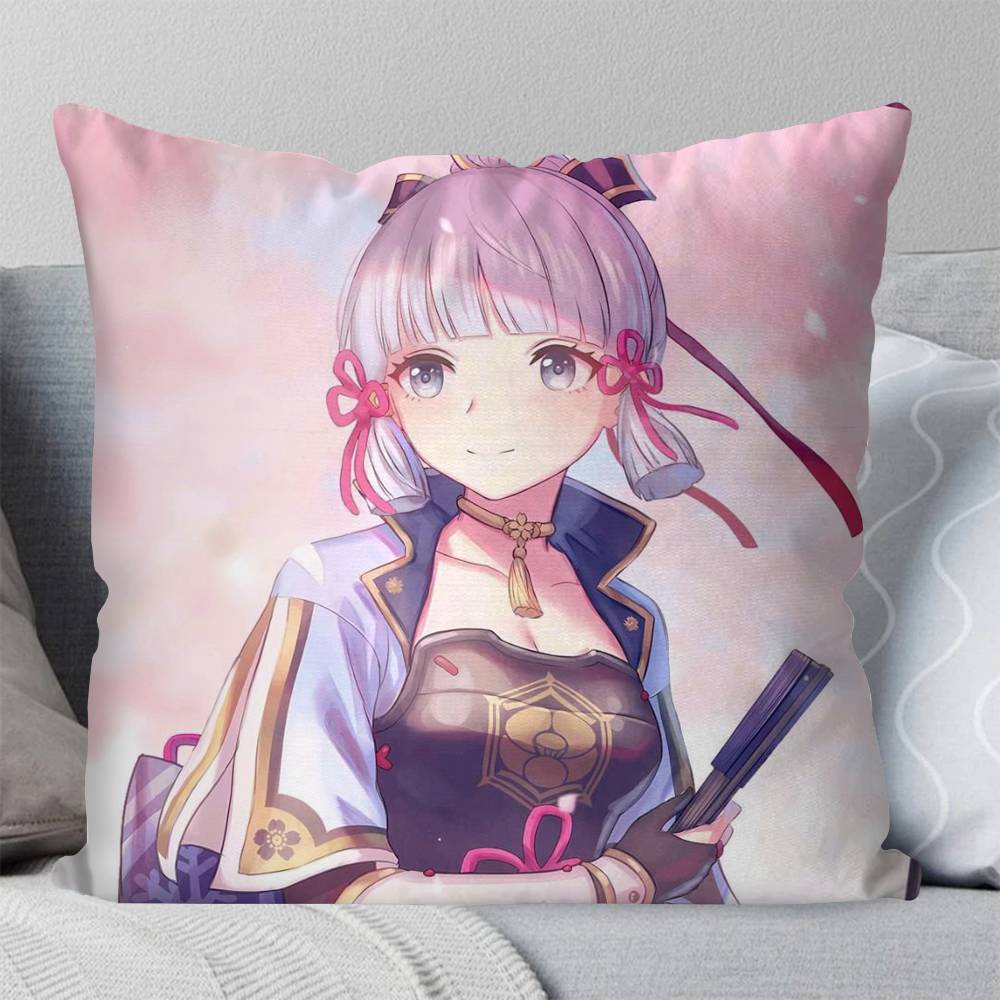 Kamisato Ayaka Anime Spiel Genshin Impact Kissenbezug Mode Quadratischer Kissenbezug Schlafzimmer Sofa Raum Ins Dekoration Freizeit