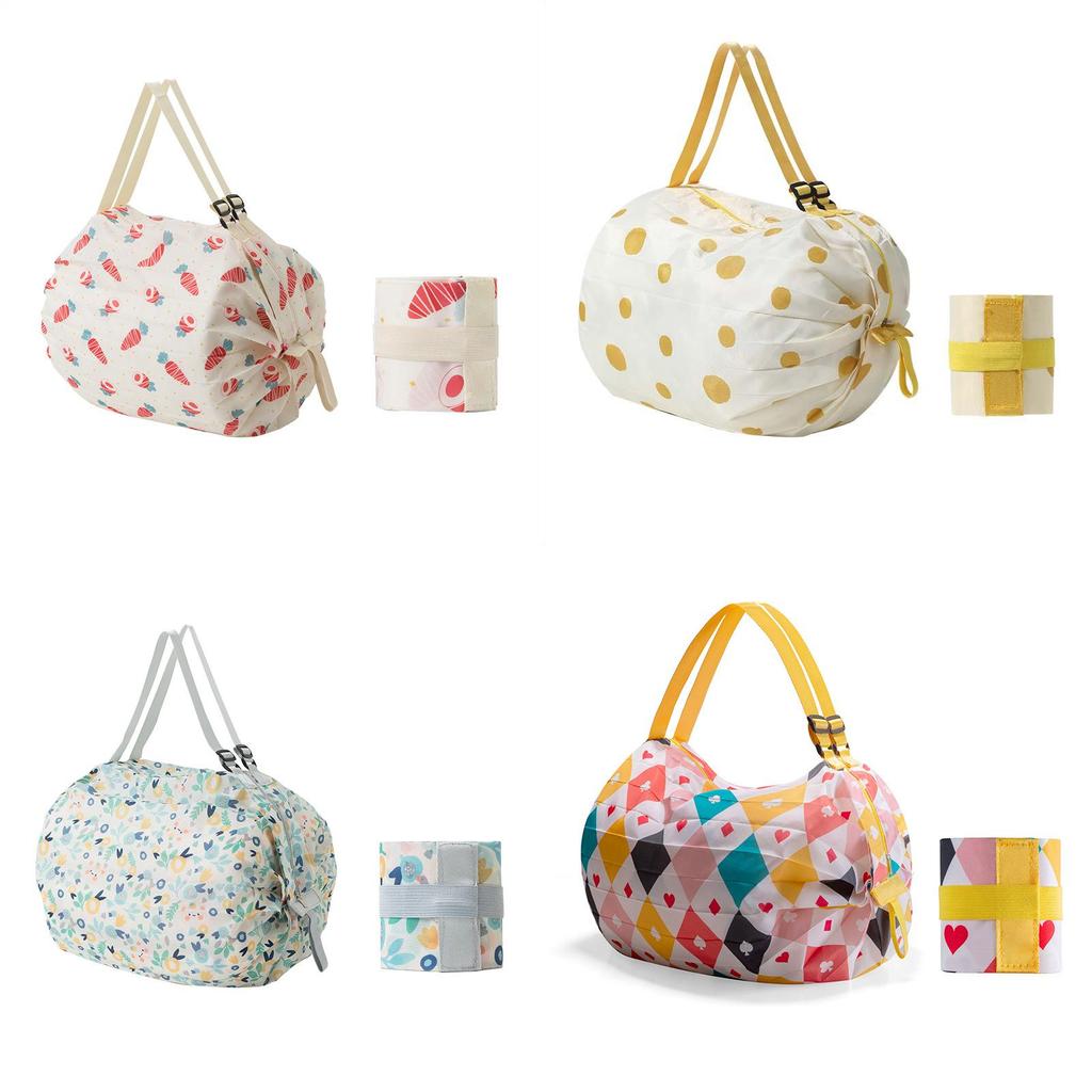 Nylon Foldable Shopping Bag With Large Capacity Waterproof Tote For Grocery Use