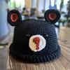 Unisex Wollmütze Häkelmütze Niedliche Bärenohren Strickmütze Warmes Ohr zum Schutz für Frühling Herbst Winter Tägliches Tragen