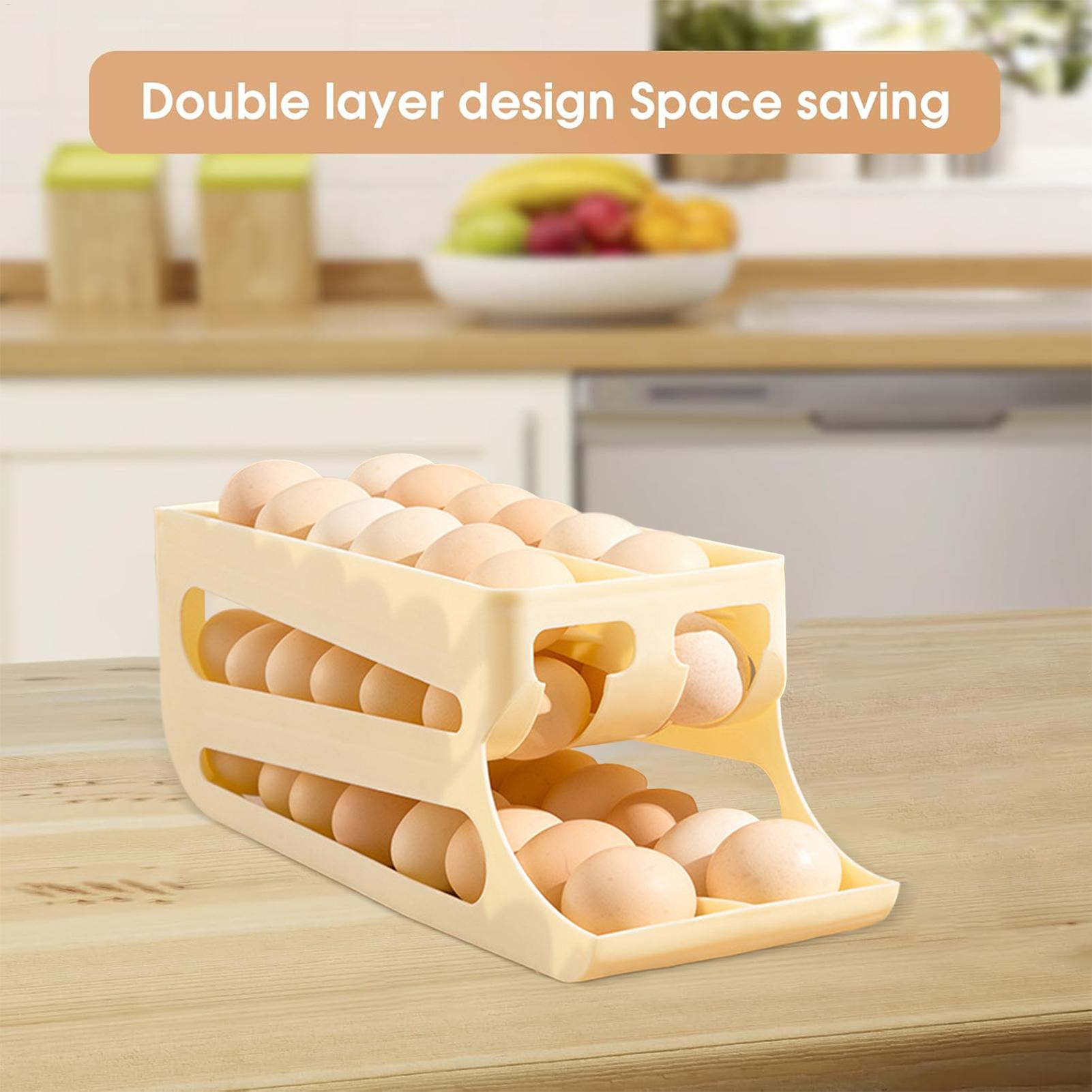 

Egg Holder for Fridge 3-tier Automatic Rolling Egg Rack Holder Refrigerator Food Container for Counter Fruit Kitchen Camping CN