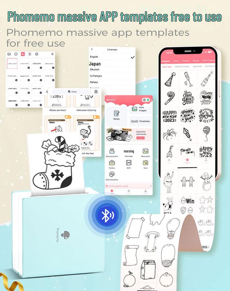Phomemo M02 Portable Mini Thermal Printer – Bluetooth, Inkless for Mobile Devices