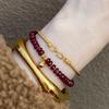 Hot Selling Fashion Light Luxury Style Garnet Red Bracelet Casual Versatile Women's Stacking Bracelet