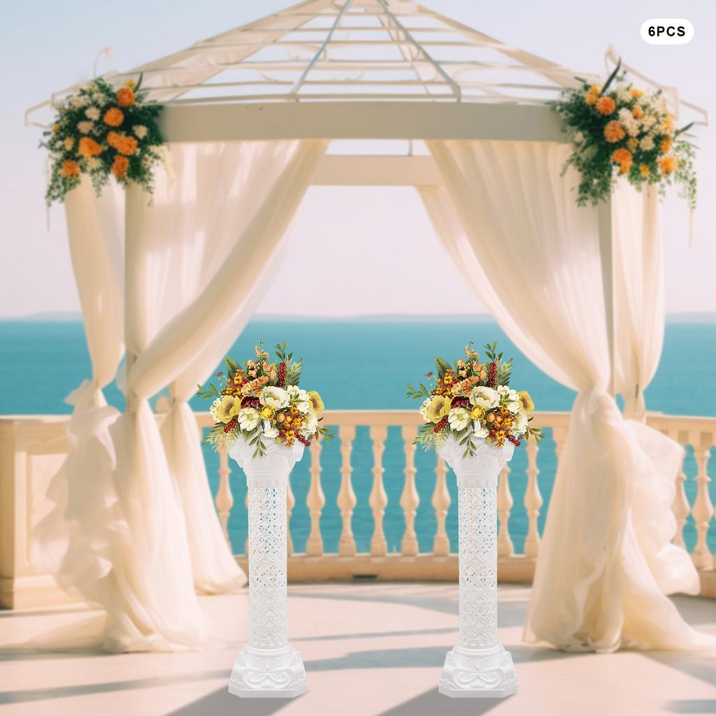 2 Bucăți Suport Plantator Coloană Romană Albă, Stâlp European Clasic Mare pentru Grădină Suport Ghiveci Flori pentru Interior Exterior 10,6x3,46 In