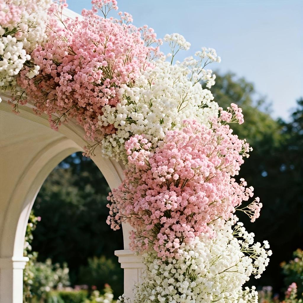 20 buketter av rosa och vita blommor, Realistisk beröring, Simulerade blommor, Centerpiece för årsdagar, Bröllop, Förlovningar, Hotell, Trädgårdar