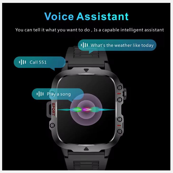 2025 New Rugged Man Black Smart Watch Men For Android Xiaomi Ios 3ATM Waterproof Sport Fitness Ai Voice Smartwatch Outdoor