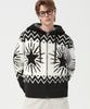 TRILLION Washable Wool Star Nordic Hooded Zip-Up Knit_Black