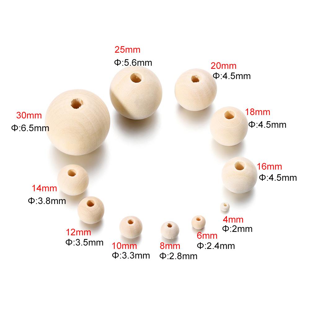 

4-30mm 5-1000pcs Natural Wooden Beads Ball Round Loose Spacer Wood Beads For DIY Bracelet Necklace Jewelry Making Accessories 20mm x 10pcs