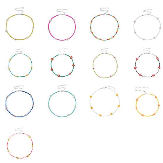 Γυναικείο Κολιέ Πολύχρωμο με Χάντρες Λουλούδι Κοσμήματα Ηλεκτρολυτική Επίστρωση Χάντρες Αλυσίδα Κλείδας Δώρο Γενεθλίων