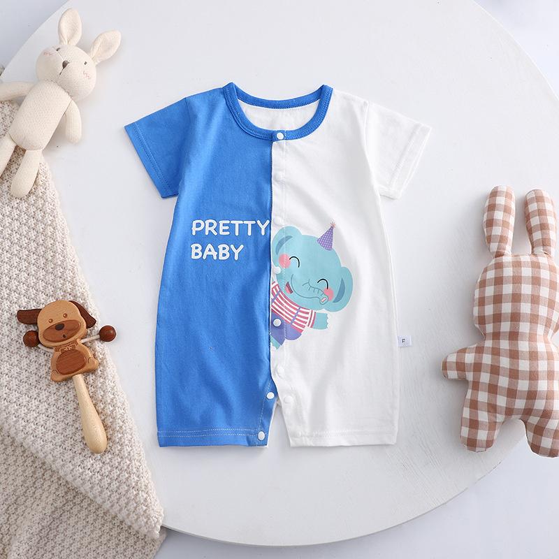 2026 Summer Kids O-Neck Short Sleeve Pajama-Rompers Baby Spring Short Crawling Clothes Cartoon Cotton Jumpsuit for Girl Boy