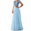 New spring and summer European and American women's sleeveless dress V-neck sequined temperament satin splicing evening dress